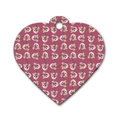 Whimsy Chickens Pattern Dog Tag Heart (Two Sides) from ArtsNow.com Front