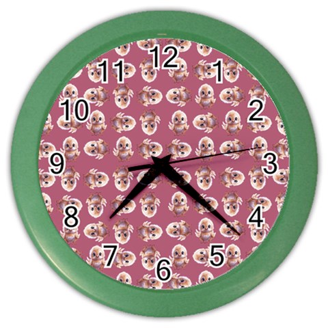 Whimsy Chickens Pattern Color Wall Clock from ArtsNow.com Front