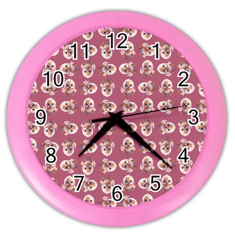 Whimsy Chickens Pattern Color Wall Clock from ArtsNow.com Front