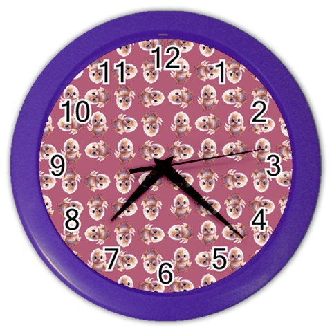 Whimsy Chickens Pattern Color Wall Clock from ArtsNow.com Front