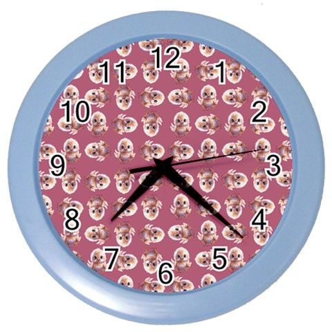 Whimsy Chickens Pattern Color Wall Clock from ArtsNow.com Front