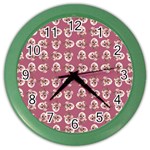 Whimsy Chickens Pattern Color Wall Clock