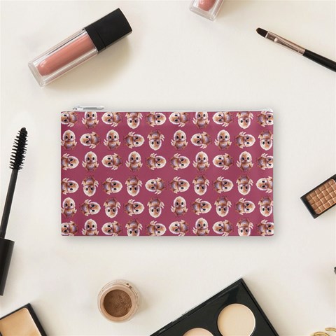 Whimsy Chickens Pattern Cosmetic Bag (Small) from ArtsNow.com Front