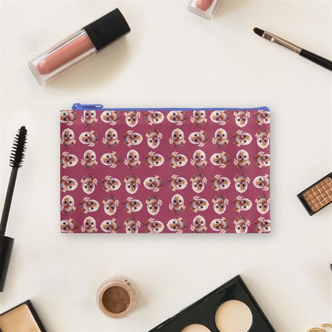 Whimsy Chickens Pattern Cosmetic Bag (Small) from ArtsNow.com Front