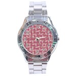 Whimsy Chickens Pattern Stainless Steel Analogue Watch