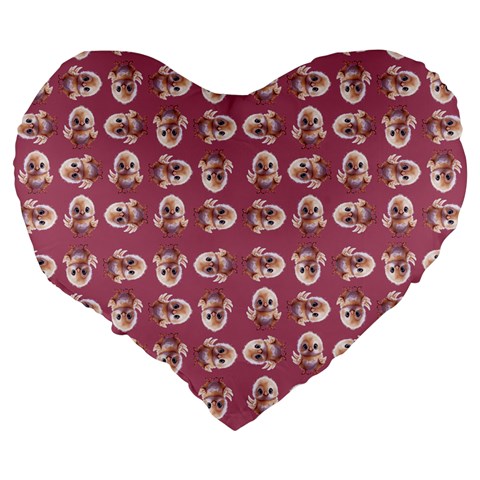 Whimsy Chickens Pattern Large 19  Premium Flano Heart Shape Cushions from ArtsNow.com Back