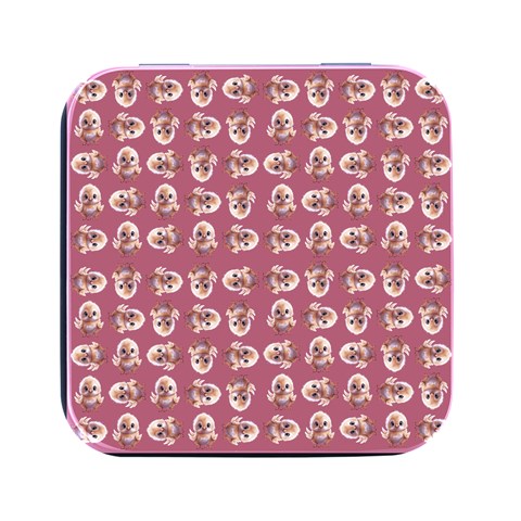 Whimsy Chickens Pattern Square Metal Box (Black) from ArtsNow.com Front