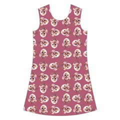 Whimsy Chickens Pattern Kids  Short Sleeve Velvet Dress from ArtsNow.com Front