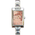 Pastel Nature , Art, Blue, Cute, Rectangle Italian Charm Watch