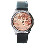 Pastel Nature , Art, Blue, Cute, Round Metal Watch