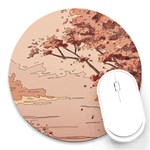 Pastel Nature , Art, Blue, Cute, Round Mousepad