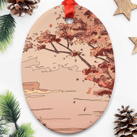 Pastel Nature , Art, Blue, Cute, Ornament (Oval) from ArtsNow.com Front