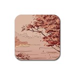 Pastel Nature , Art, Blue, Cute, Rubber Coaster (Square)