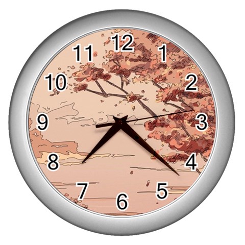 Pastel Nature , Art, Blue, Cute, Wall Clock (Silver) from ArtsNow.com Front