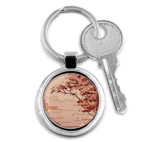 Pastel Nature , Art, Blue, Cute, Key Chain (Round) from ArtsNow.com Front