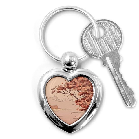 Pastel Nature , Art, Blue, Cute, Key Chain (Heart) from ArtsNow.com Front