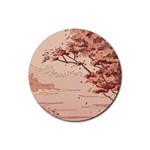 Pastel Nature , Art, Blue, Cute, Rubber Coaster (Round)