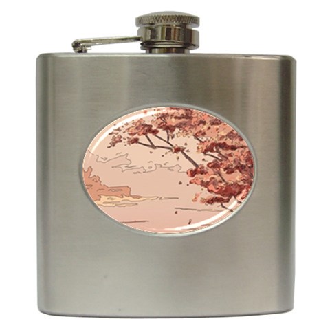 Pastel Nature , Art, Blue, Cute, Hip Flask (6 oz) from ArtsNow.com Front