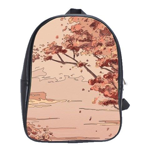 Pastel Nature , Art, Blue, Cute, School Bag (Large) from ArtsNow.com Front