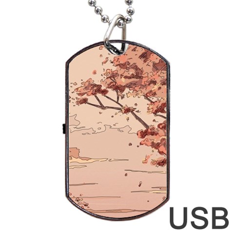 Pastel Nature , Art, Blue, Cute, Dog Tag USB Flash (Two Sides) from ArtsNow.com Front