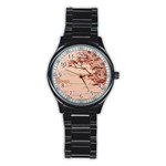 Pastel Nature , Art, Blue, Cute, Stainless Steel Round Watch