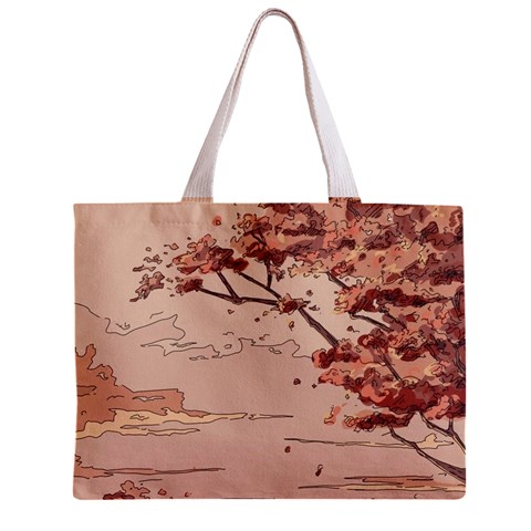 Pastel Nature , Art, Blue, Cute, Zipper Mini Tote Bag from ArtsNow.com Front