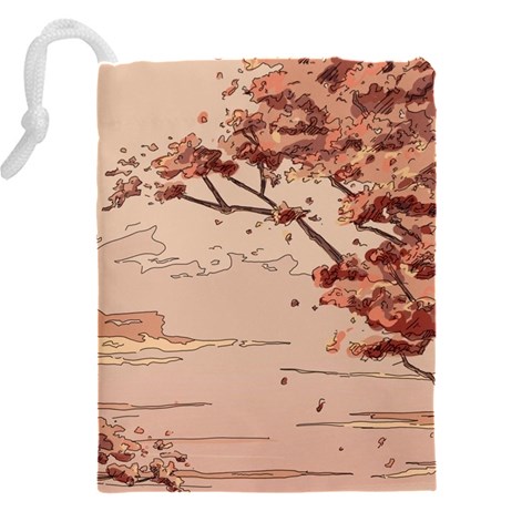 Pastel Nature , Art, Blue, Cute, Drawstring Pouch (5XL) from ArtsNow.com Back