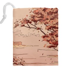 Pastel Nature , Art, Blue, Cute, Drawstring Pouch (5XL) from ArtsNow.com Back