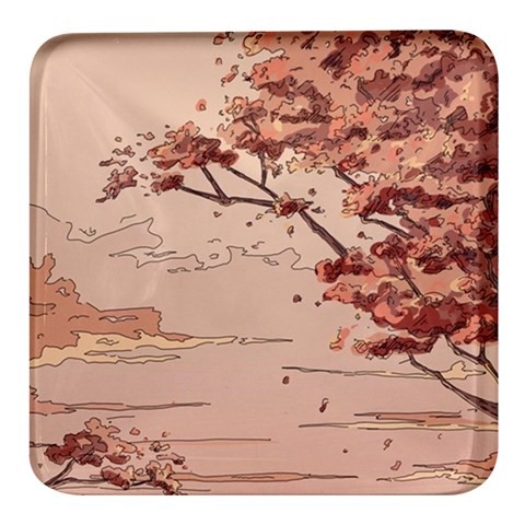 Pastel Nature , Art, Blue, Cute, Square Glass Fridge Magnet (4 pack) from ArtsNow.com Front