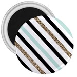 Pattern, Black, Blue, Gold, Lines, Stripes 3  Magnets