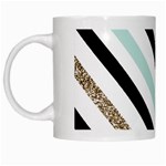 Pattern, Black, Blue, Gold, Lines, Stripes White Mug