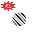 Pattern, Black, Blue, Gold, Lines, Stripes 1  Mini Buttons (100 pack) 