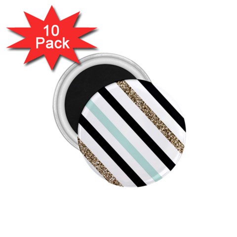 Pattern, Black, Blue, Gold, Lines, Stripes 1.75  Magnets (10 pack)  from ArtsNow.com Front