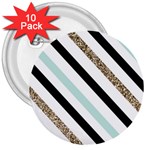 Pattern, Black, Blue, Gold, Lines, Stripes 3  Buttons (10 pack) 