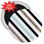 Pattern, Black, Blue, Gold, Lines, Stripes 3  Magnets (100 pack)