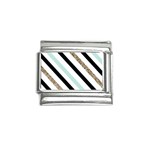 Pattern, Black, Blue, Gold, Lines, Stripes Italian Charm (9mm)