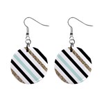 Pattern, Black, Blue, Gold, Lines, Stripes Mini Button Earrings