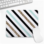 Pattern, Black, Blue, Gold, Lines, Stripes Large Mousepad