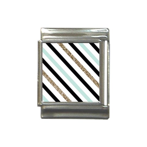 Pattern, Black, Blue, Gold, Lines, Stripes Italian Charm (13mm) from ArtsNow.com Front