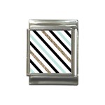 Pattern, Black, Blue, Gold, Lines, Stripes Italian Charm (13mm)