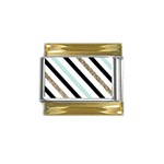 Pattern, Black, Blue, Gold, Lines, Stripes Gold Trim Italian Charm (9mm)