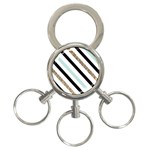 Pattern, Black, Blue, Gold, Lines, Stripes 3-Ring Key Chain