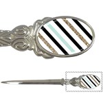 Pattern, Black, Blue, Gold, Lines, Stripes Letter Opener