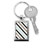 Pattern, Black, Blue, Gold, Lines, Stripes Key Chain (Rectangle)