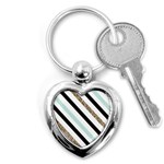 Pattern, Black, Blue, Gold, Lines, Stripes Key Chain (Heart)