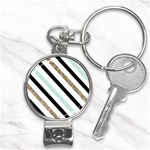 Pattern, Black, Blue, Gold, Lines, Stripes Nail Clippers Key Chain