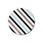 Pattern, Black, Blue, Gold, Lines, Stripes Rubber Coaster (Round)