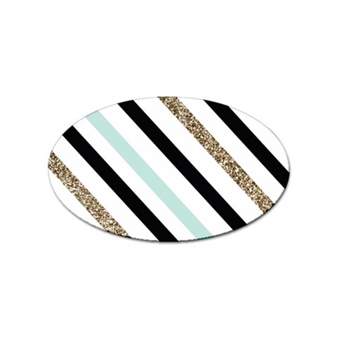 Pattern, Black, Blue, Gold, Lines, Stripes Sticker (Oval) from ArtsNow.com Front