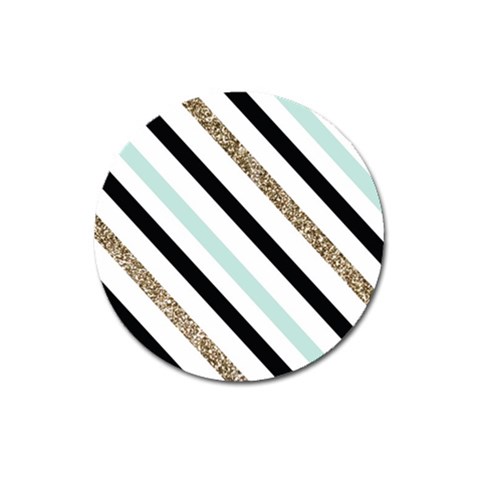 Pattern, Black, Blue, Gold, Lines, Stripes Magnet 3  (Round) from ArtsNow.com Front