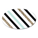 Pattern, Black, Blue, Gold, Lines, Stripes Oval Magnet